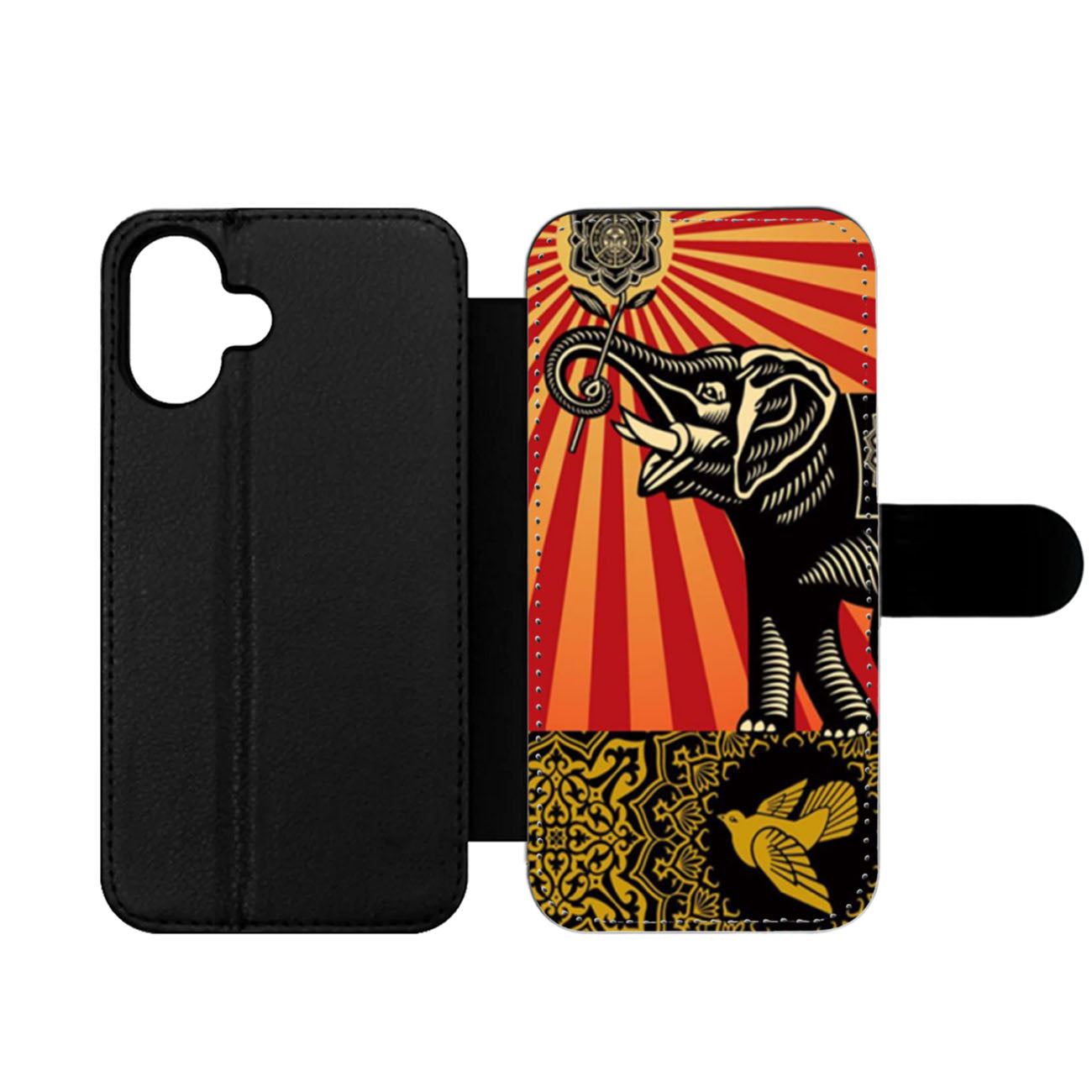 Vintage Elephant Art Wallet iPhone Case