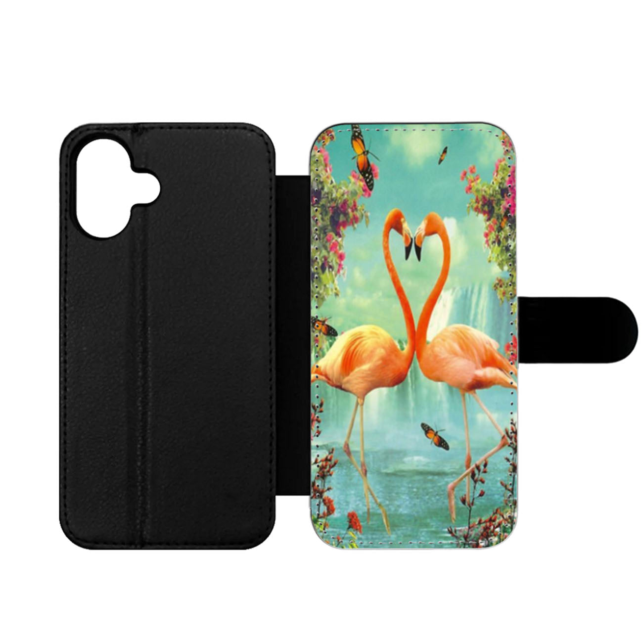 Vintage Heart Flamingo Wallet iPhone Case