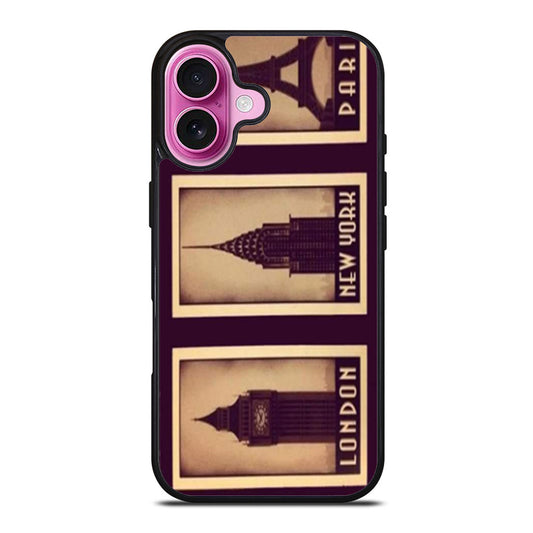 Vintage London New York and Paris iPhone Case Cover
