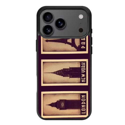Vintage London New York and Paris iPhone 17 Pro Max Case