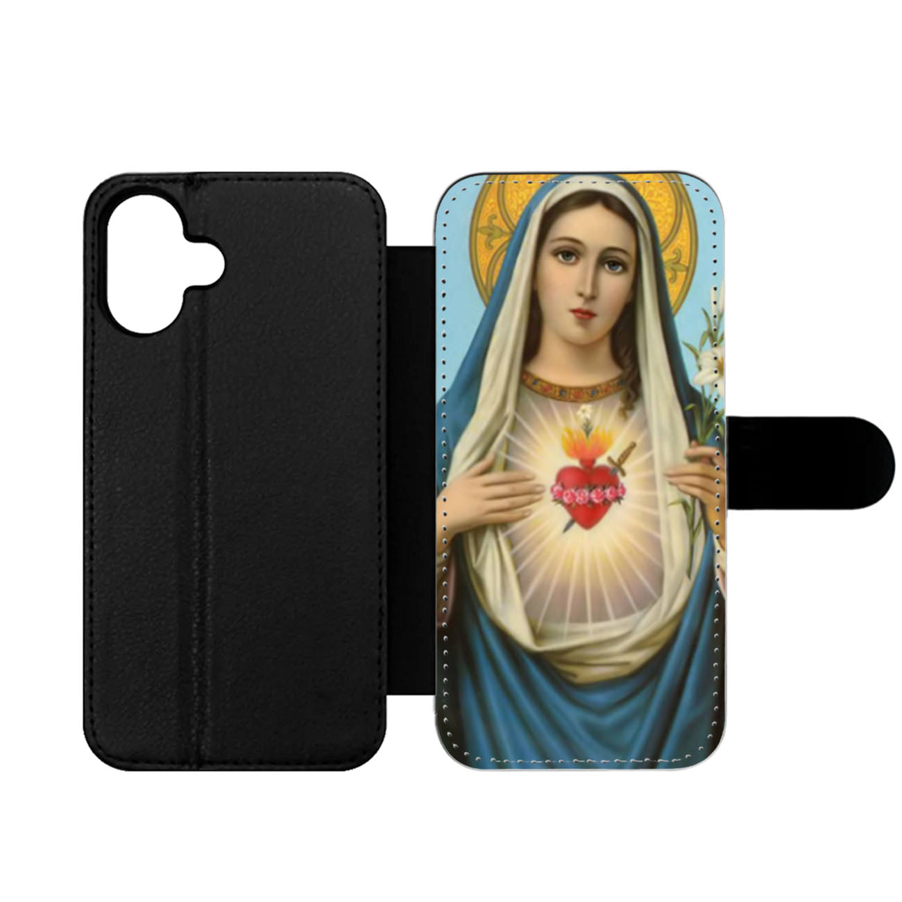 Virgin Mary Blessed Heart Wallet iPhone Case
