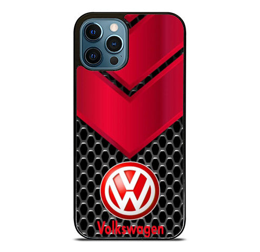 Volkswagen Logo Red Metal iPhone 14 Pro Max Case