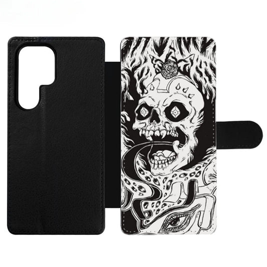 White Grimes Skull Wallet Samsung Case