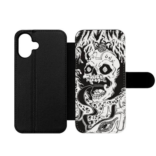 White Grimes Skull Wallet iPhone Case
