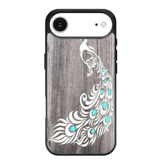 White Peacock Sketch Wood iPhone Air Case