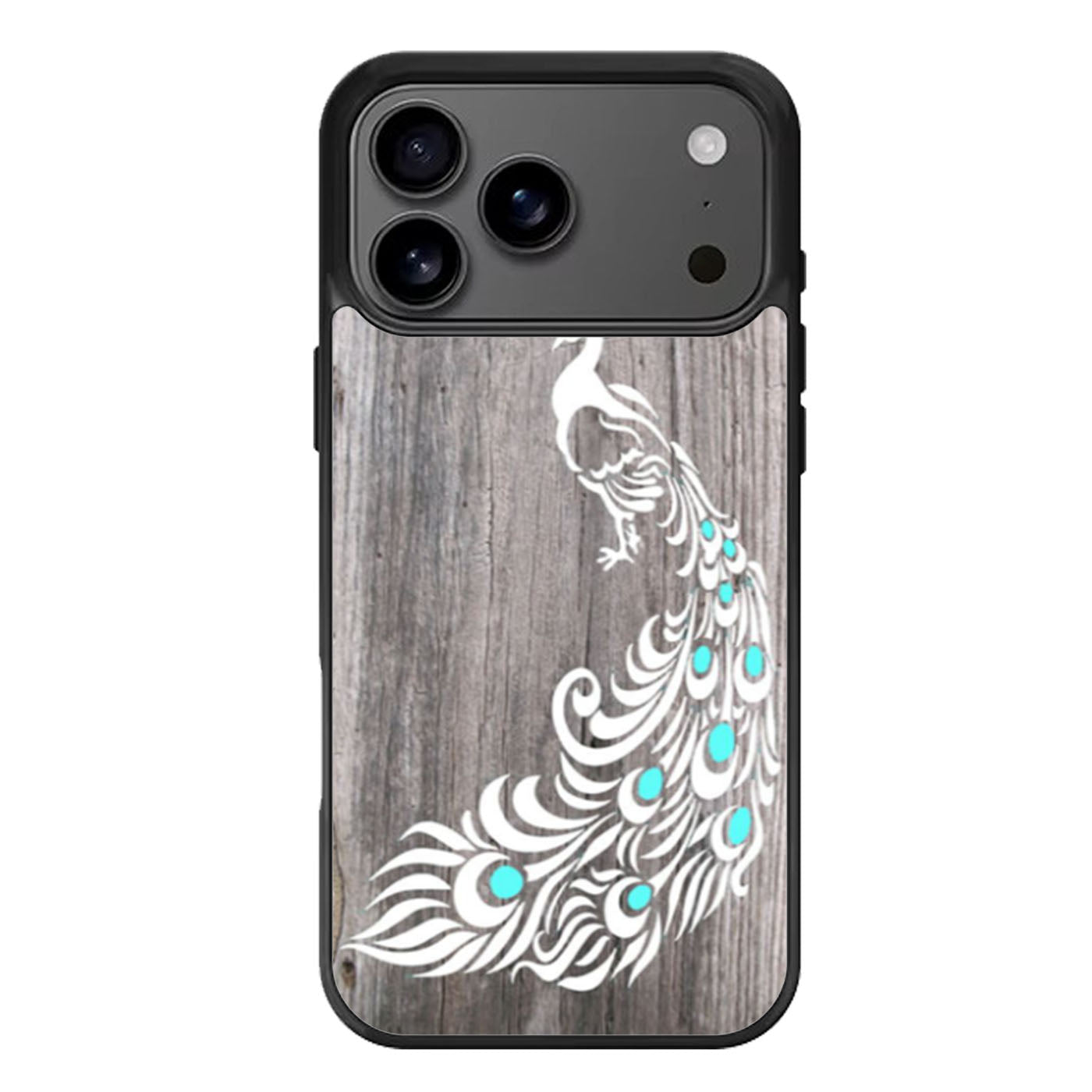 White Peacock Sketch Wood iPhone 17 Pro Max Case