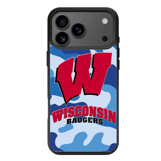 Wisconsin Badgers Blue Camo iPhone 17 Pro Max Case