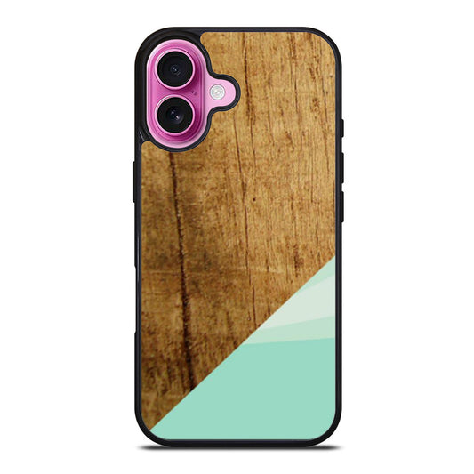 Wood Teal Geometric iPhone Case Cover