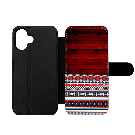 Wooden Aztec Pattern Wallet iPhone Case