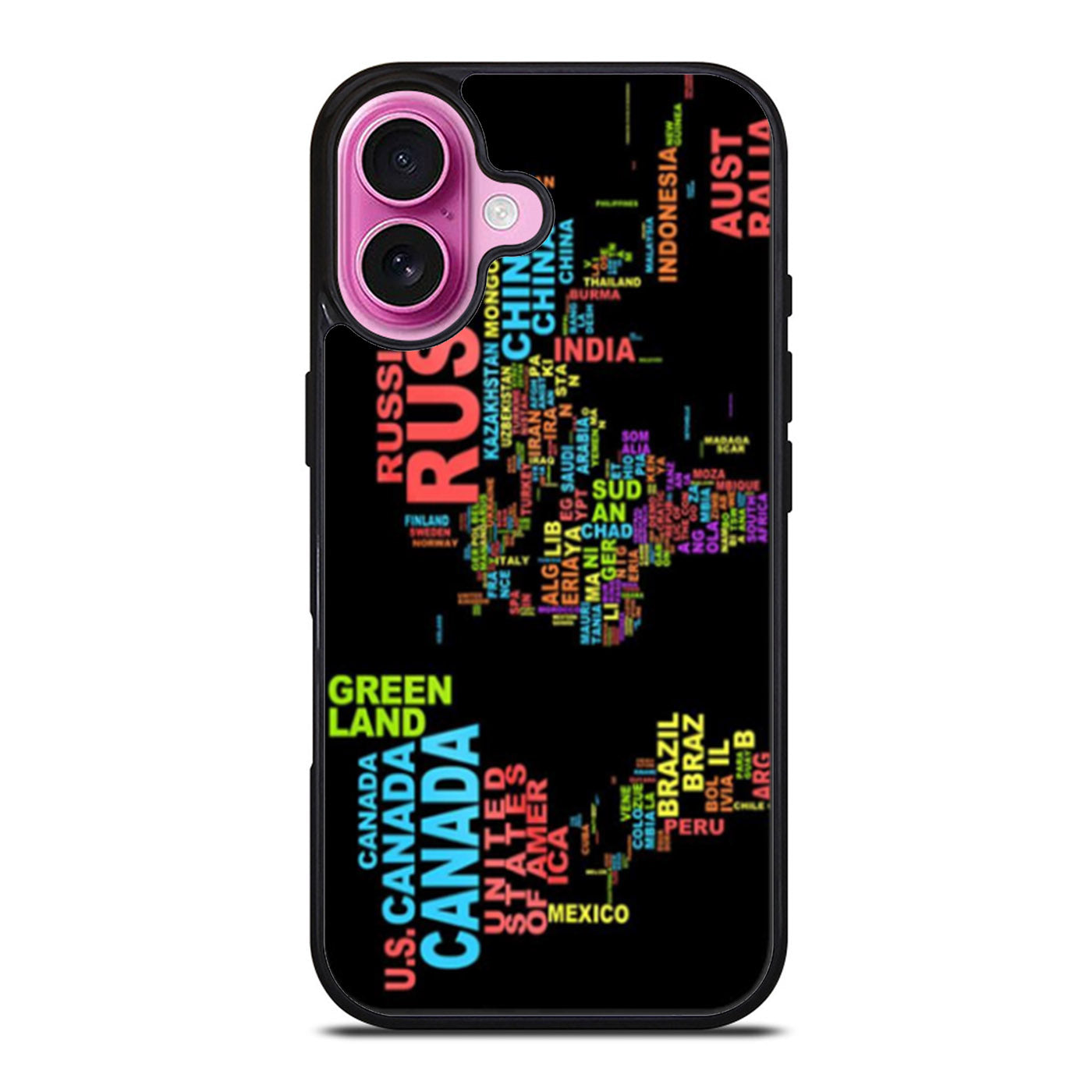 World Continents Map Wording iPhone Case Cover