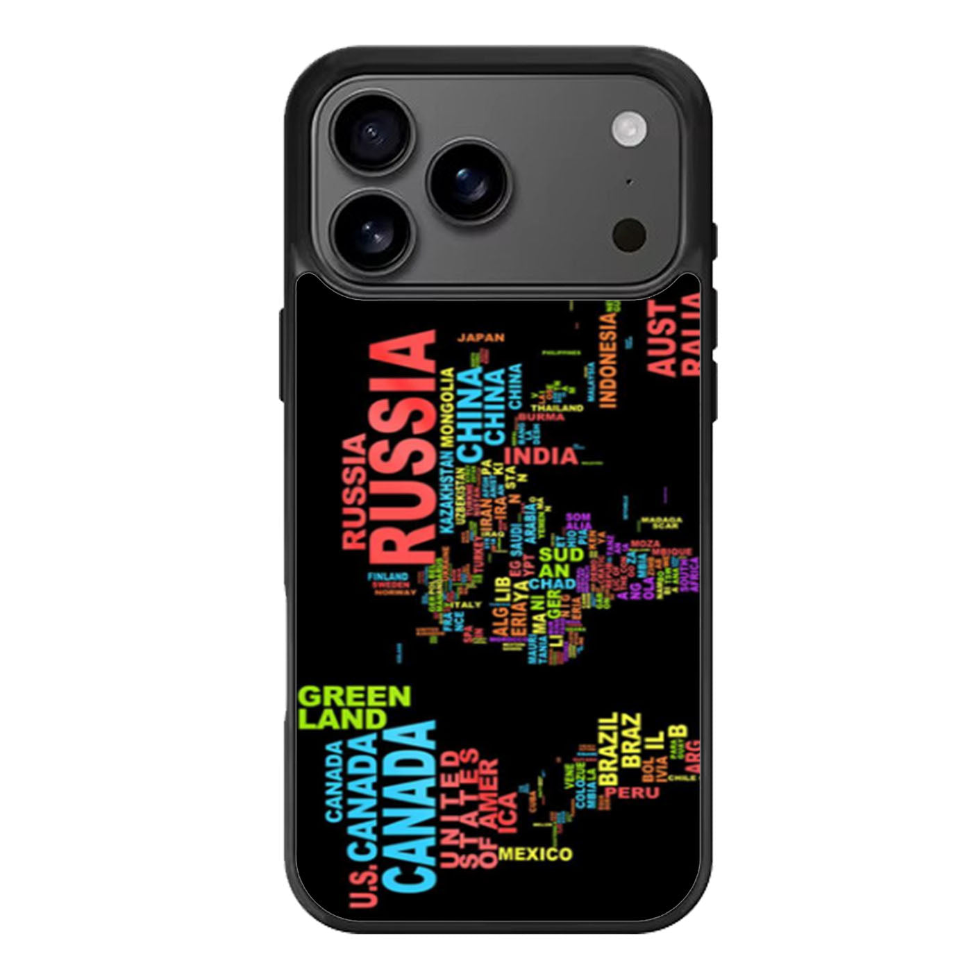World Continents Map Wording iPhone 17 Pro Max Case