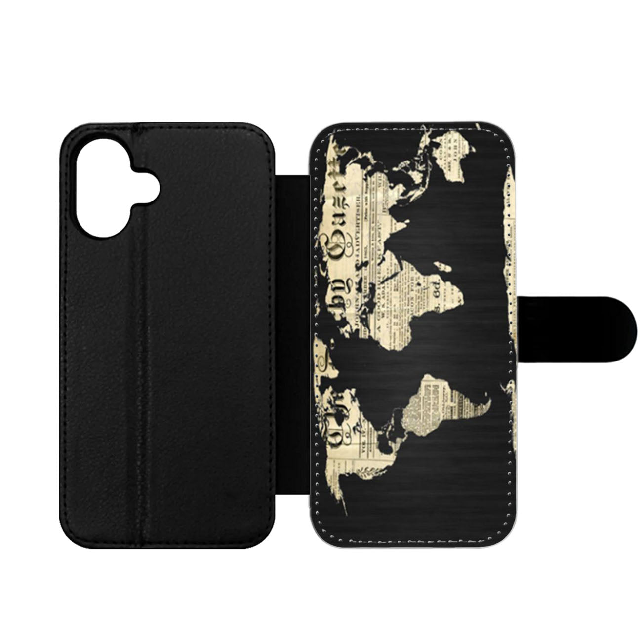 World Map Old Newspaper Wallet iPhone Case