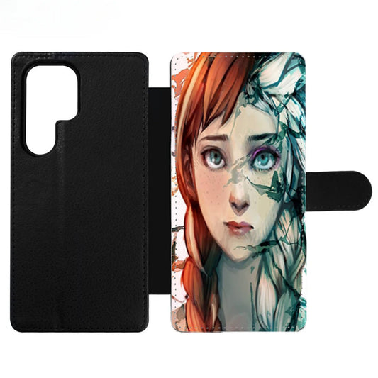 ana and elsa frozen face art Wallet Samsung Case