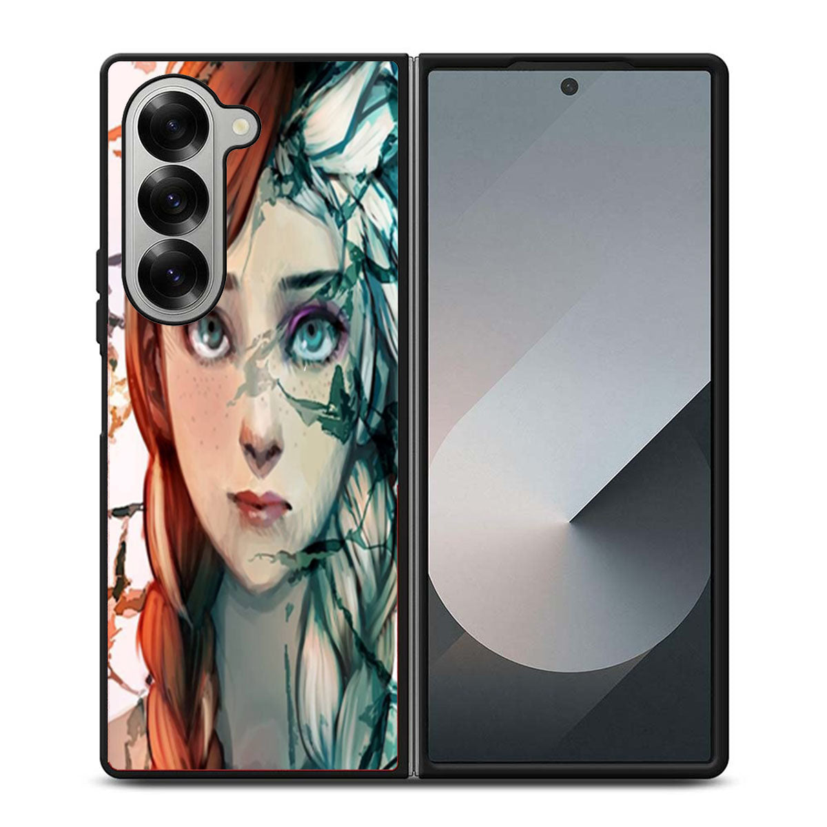 ana and elsa frozen face art Samsung Z Fold 6 Case