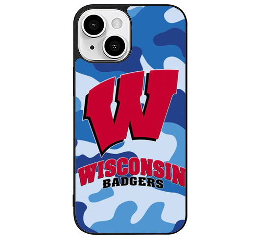 Wisconsin Badgers Blue Camo iPhone 14 Plus Case