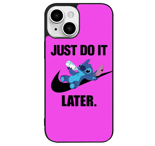 Stitch Just Do it Later Pink iPhone 15 Plus Case