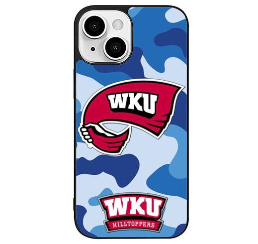 Western Kentucky Hilltoppers Blue Camo iPhone 15 Plus Case