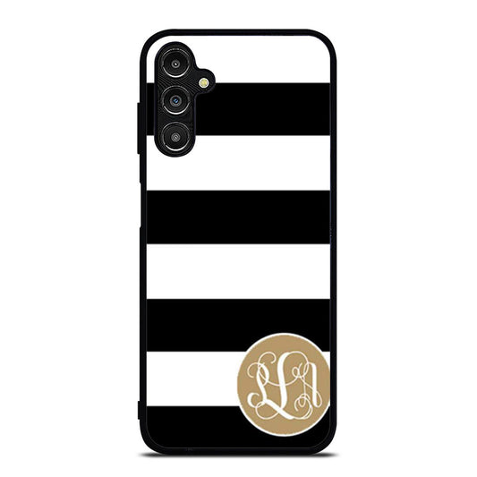 black striped matte gold monogram Samsung A16 Case