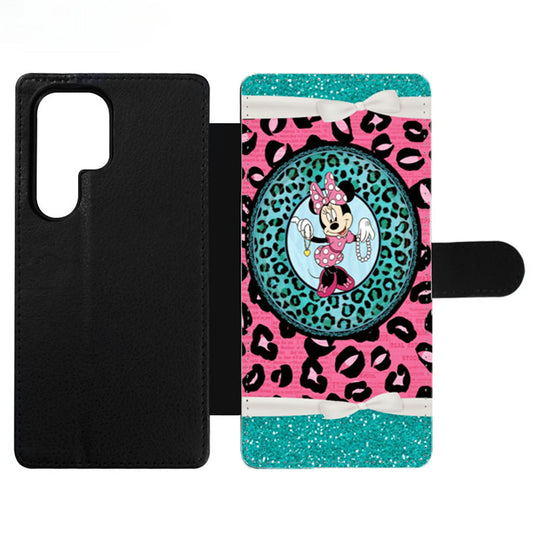minnie mouse gliter Wallet Samsung Case