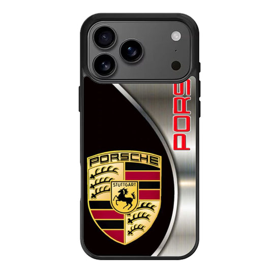 porsche metallic silver logo iPhone 17 Pro Max Case