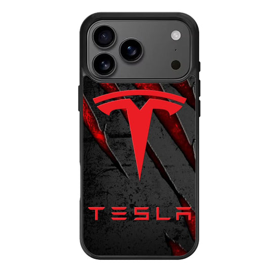 tesla logo metal iPhone 17 Pro Max Case